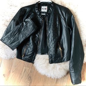 Leather bomber moto jacket